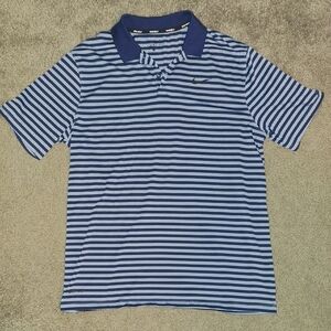 Nike Navy and White Striped Golf Polo